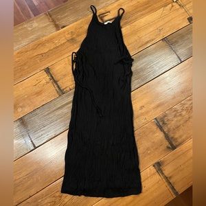 Mai Tai Black Ribbed Lace-Up Mini Dress Size M